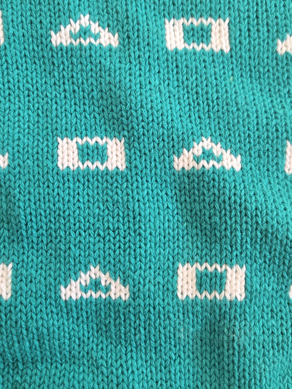 80/90s Jayson Younger Teal Knit Sweater with White Pattern - Picture 6 of 7